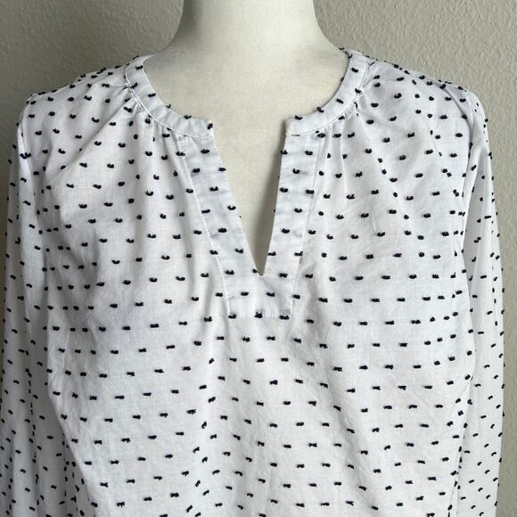 Lane Bryant White Embroidered Dot Long Sleeve Top Women's 12 Relaxed V-neck - Picture 2 of 8